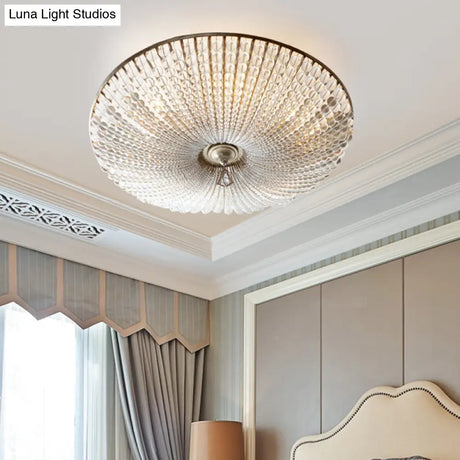 Crystal Beaded Ceiling Lamp With Rustic Charm: 4 - Light Flush Mount For Living Room