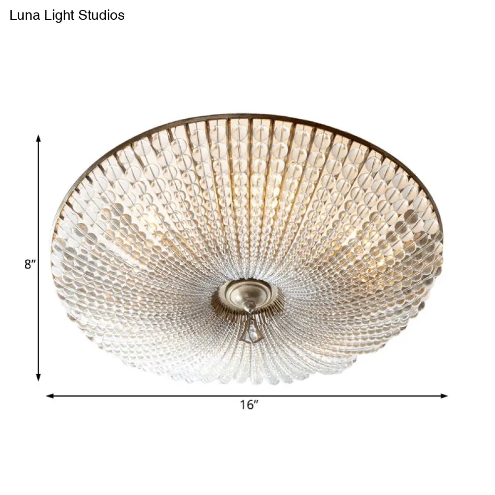 Crystal Beaded Ceiling Lamp With Rustic Charm: 4 - Light Flush Mount For Living Room