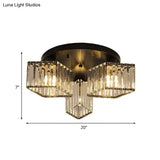 Crystal Black Flush Mount Ceiling Light Fixture - Rhombus Design With 3/4 - Bulb Recessed Lighting