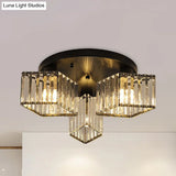 Crystal Black Flush Mount Ceiling Light Fixture - Rhombus Design With 3/4 - Bulb Recessed Lighting