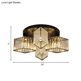 Crystal Black Flush Mount Ceiling Light Fixture - Rhombus Design With 3/4 - Bulb Recessed Lighting
