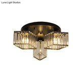 Crystal Black Flush Mount Ceiling Light Fixture - Rhombus Design With 3/4 - Bulb Recessed Lighting