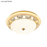 Crystal Ceiling Lamp In Gold: Simple Bowl Shape Led Flush Mount 16’/19.5’ Wide