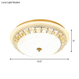 Crystal Ceiling Lamp In Gold: Simple Bowl Shape Led Flush Mount 16’/19.5’ Wide