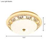 Crystal Ceiling Lamp In Gold: Simple Bowl Shape Led Flush Mount 16’/19.5’ Wide