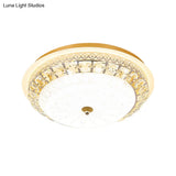 Crystal Ceiling Lamp In Gold: Simple Bowl Shape Led Flush Mount 16’/19.5’ Wide