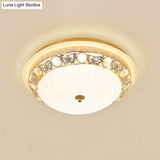Crystal Ceiling Lamp In Gold: Simple Bowl Shape Led Flush Mount 16’/19.5’ Wide