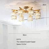 Crystal Ceiling Lights Bedroom Modern Design Copper Lamp Dining Room Led Kitchen Lustre Living