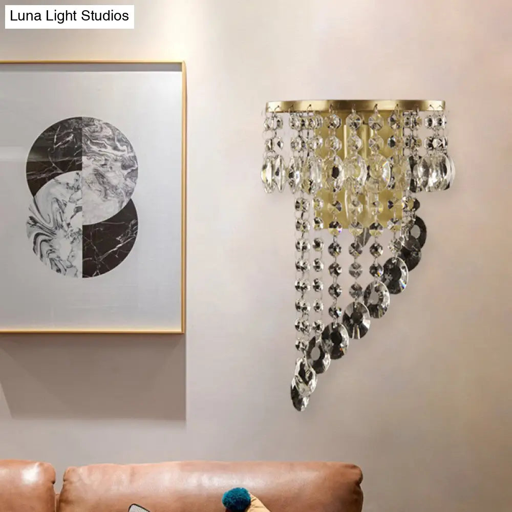 Crystal Chain Wall Mounted Light Fixture - Minimalist Brass Corridor Sconce