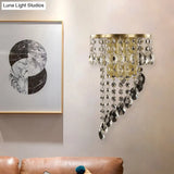 Crystal Chain Wall Mounted Light Fixture - Minimalist Brass Corridor Sconce