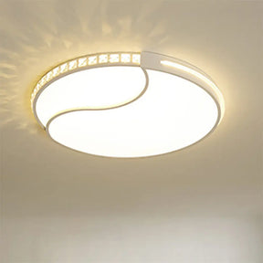 Crystal Circular Flush Mount Led Ceiling Light Fixture - 16.5’/20.5’/24.5’ Wide Contemporary