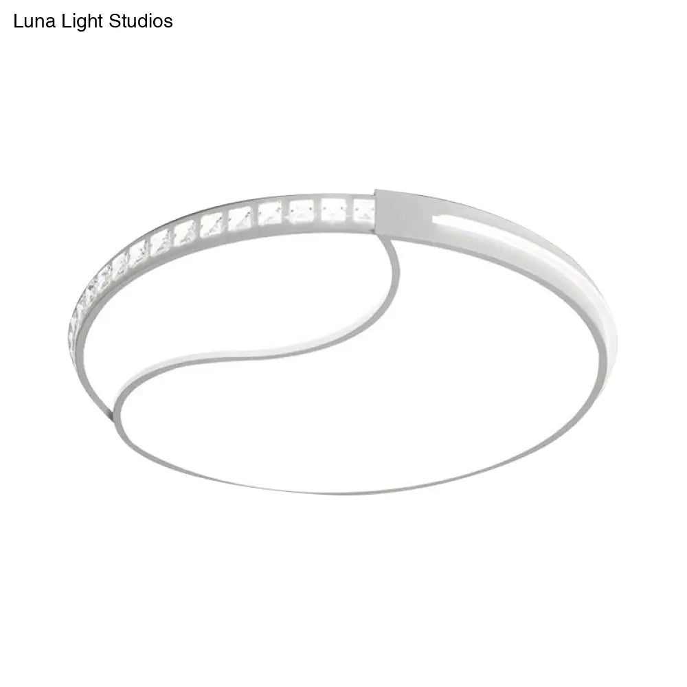 Crystal Circular Flush Mount Led Ceiling Light Fixture - 16.5’/20.5’/24.5’ Wide Contemporary