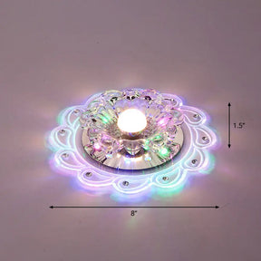 Crystal Clear Led Flush Mount Ceiling Light For Foyer - Blossom Simplicity / Multi Color