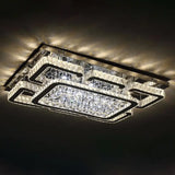 Crystal Clear Led Flush Mount Ceiling Light: Modern Rectangle Design For Living Room / Large
