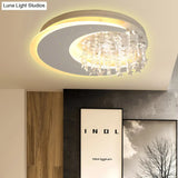 Crystal Deco Led Flushmount Ceiling Light For Kid’s Bedroom - Modern & White