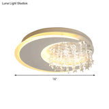 Crystal Deco Led Flushmount Ceiling Light For Kid’s Bedroom - Modern & White