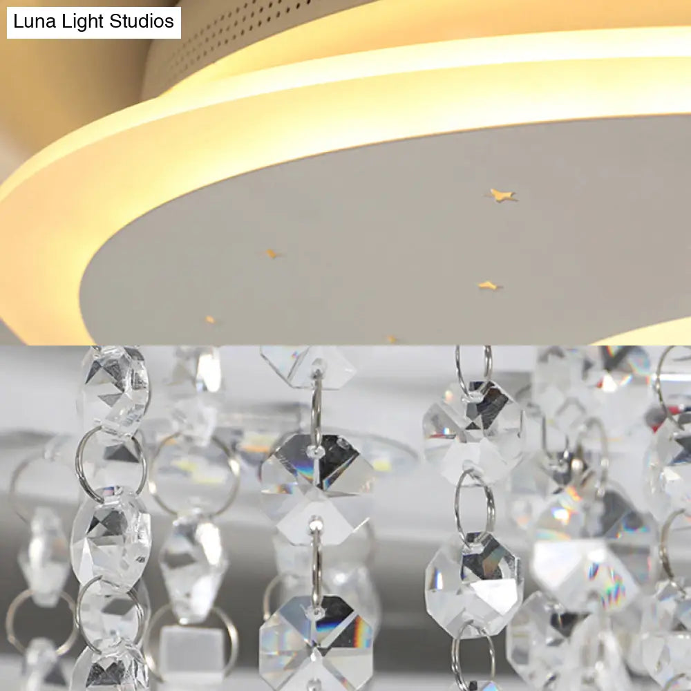 Crystal Deco Led Flushmount Ceiling Light For Kid’s Bedroom - Modern & White