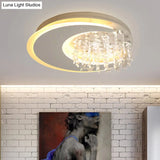 Crystal Deco Led Flushmount Ceiling Light For Kid’s Bedroom - Modern & White