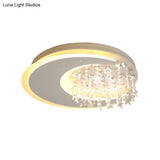 Crystal Deco Led Flushmount Ceiling Light For Kid’s Bedroom - Modern & White