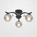 Crystal Deco Sphere Shade Ceiling Light - Modern Clear Glass Fixture With 3 Lights For Bedroom Black