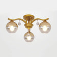 Crystal Deco Sphere Shade Ceiling Light - Modern Clear Glass Fixture With 3 Lights For Bedroom Gold