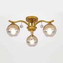 Crystal Deco Sphere Shade Ceiling Light - Modern Clear Glass Fixture With 3 Lights For Bedroom Gold