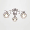 Crystal Deco Sphere Shade Ceiling Light - Modern Clear Glass Fixture With 3 Lights For Bedroom