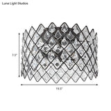 Crystal - Decorated Metal Semi Flush Light: Contemporary Indoor Ceiling Lighting In Black 3/5