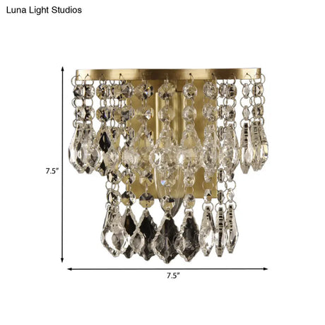 Crystal Drip Wall Light With Brass Accent - Bedroom Or Countryside Lighting