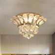 Crystal Droplet Flush Mount Ceiling Light With Led Perfect For Simple Bedroom Décor Clear