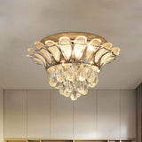 Crystal Droplet Flush Mount Ceiling Light With Led Perfect For Simple Bedroom Décor Clear