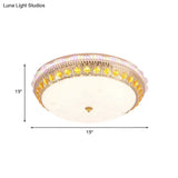 Crystal-Embedded Led Flush Mount Ceiling Light In Gold - Classic Bowl Design
