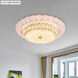 Crystal-Embedded Led Flush Mount Ceiling Light In Gold - Classic Bowl Design