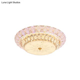 Crystal-Embedded Led Flush Mount Ceiling Light In Gold - Classic Bowl Design