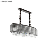 Crystal-Encrusted Oblong Island Lamp With Modern 5-Light Design In Black Finish