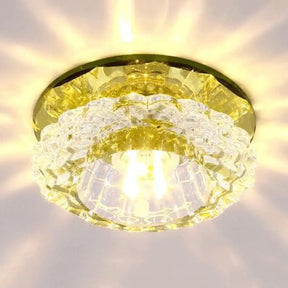 Crystal Floral Flush Mount Ceiling Fixture Gold / White