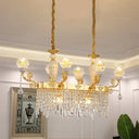 Crystal Floral Island Pendant Lamp - Modern Gold Dining Room Light Fixture With 6/8-Light Option 6 /