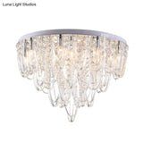 Crystal Flush Mount Ceiling Light With 6/9 Heads In Nickel For Bedroom