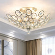 Crystal Flushmount Retro Silver/Gold Bubble Ring Chandelier Lighting - 3 - Bulb Clear Faceted Ideal