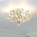 Crystal Flushmount Retro Silver/Gold Bubble Ring Chandelier Lighting - 3 - Bulb Clear Faceted Ideal