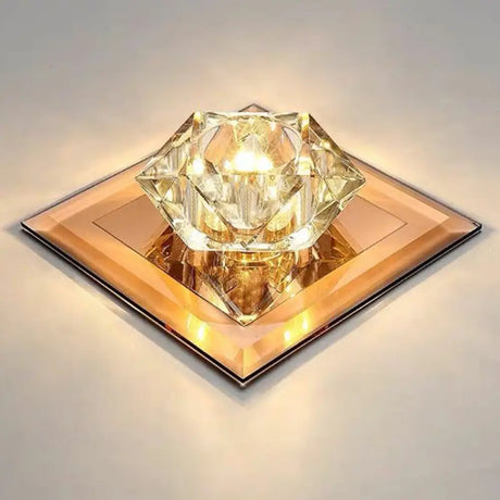 Crystal Gem Led Ceiling Light For Foyers And Hallways - Simple Stylish Flush Mount Tan / 7’ Warm