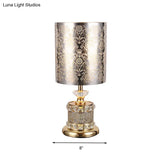 Crystal Gold Nightstand Lamp With Flower/Tree Detail Ideal For Bedroom Traditional Design