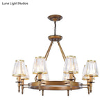 Crystal Hanging Lamp Kit With Conic Metal Ring Design For Living Room Chandelier Lighting