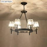 Crystal Hanging Lamp Kit With Conic Metal Ring Design For Living Room Chandelier Lighting