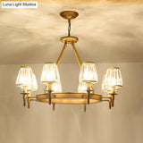 Crystal Hanging Lamp Kit With Conic Metal Ring Design For Living Room Chandelier Lighting