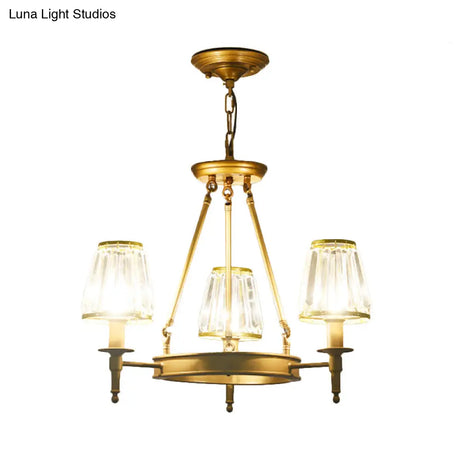 Crystal Hanging Lamp Kit With Conic Metal Ring Design For Living Room Chandelier Lighting
