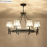 Crystal Hanging Lamp Kit With Conic Metal Ring Design For Living Room Chandelier Lighting