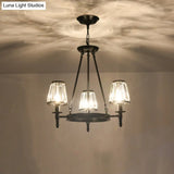 Crystal Hanging Lamp Kit With Conic Metal Ring Design For Living Room Chandelier Lighting