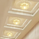 Crystal Led Balcony Flush Mount Spotlight - Fashionable Clear Prismatic Ceiling Lighting
