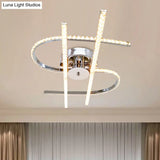 Crystal Led Chrome Semi Flush Mount Bedroom Light In Warm/White
